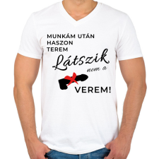 PRINTFASHION Munka után haszon terem - Férfi V-nyakú póló - Fehér férfi póló