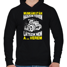 PRINTFASHION Munkám után haszon terem, látszik nem a ... verem. - Férfi kapucnis pulóver - Fekete