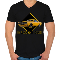 PRINTFASHION Muscle car - Férfi V-nyakú póló - Fekete