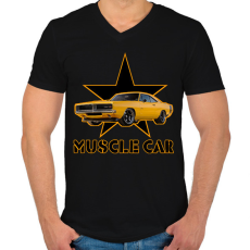 PRINTFASHION Muscle car - Férfi V-nyakú póló - Fekete