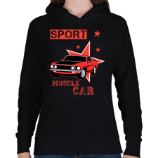 PRINTFASHION Muscle car - Női kapucnis pulóver - Fekete női pulóver, kardigán