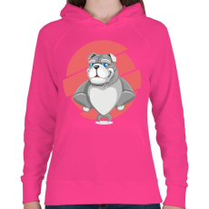 PRINTFASHION Muscle dog - Női kapucnis pulóver - Fukszia
