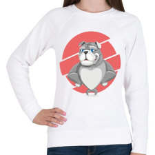 PRINTFASHION Muscle dog - Női pulóver - Fehér női pulóver, kardigán