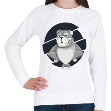 PRINTFASHION Muscle dog - Női pulóver - Fehér női pulóver, kardigán