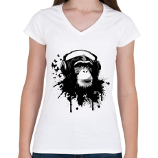 PRINTFASHION Music in love - Női V-nyakú póló - Fehér