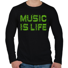 PRINTFASHION Music is life - Férfi hosszú ujjú póló - Fekete
