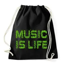 PRINTFASHION Music is life - Sportzsák, Tornazsák - Fekete tornazsák
