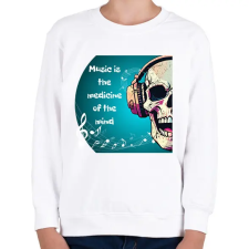 PRINTFASHION Music is the medicine - Gyerek pulóver - Fehér gyerek pulóver, kardigán
