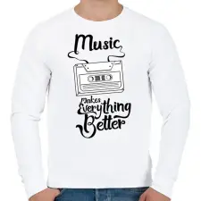 PRINTFASHION Music makes everything better - Férfi pulóver - Fehér férfi pulóver, kardigán