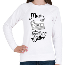 PRINTFASHION Music makes everything better - Női pulóver - Fehér