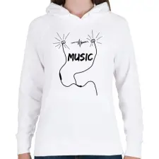 PRINTFASHION music - Női kapucnis pulóver - Fehér női pulóver, kardigán