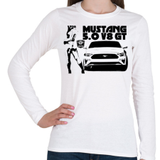 PRINTFASHION Mustang 5.0 V8 GT - Női hosszú ujjú póló - Fehér női póló