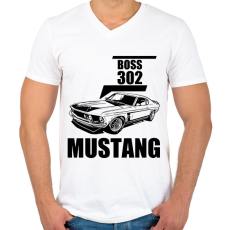 PRINTFASHION mustang boss 302 - Férfi V-nyakú póló - Fehér