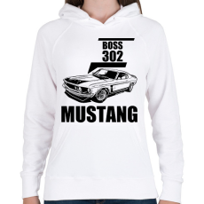 PRINTFASHION mustang boss 302 - Női kapucnis pulóver - Fehér