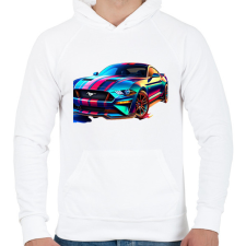 PRINTFASHION Mustang  - Férfi kapucnis pulóver - Fehér férfi pulóver, kardigán
