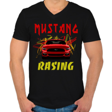 PRINTFASHION MUSTANG RACING 2 - Férfi V-nyakú póló - Fekete