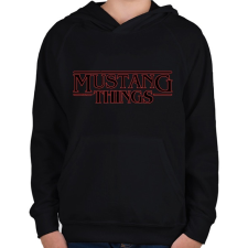 PRINTFASHION Mustang Things - Gyerek kapucnis pulóver - Fekete gyerek pulóver, kardigán