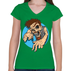 PRINTFASHION Művész fej - Női V-nyakú póló - Zöld