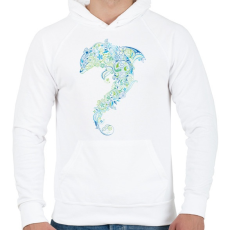 PRINTFASHION Művészi delfin - Férfi kapucnis pulóver - Fehér