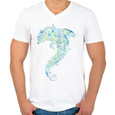 PRINTFASHION Művészi delfin - Férfi V-nyakú póló - Fehér