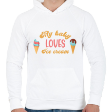 PRINTFASHION My baby loves ice cream - Pregnant - Férfi kapucnis pulóver - Fehér