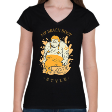 PRINTFASHION My Beach Body Style - Női V-nyakú póló - Fekete női póló