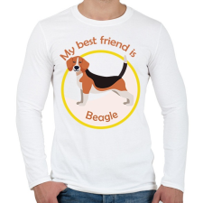 PRINTFASHION My best friend - Beagle - Férfi hosszú ujjú póló - Fehér férfi póló