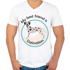 PRINTFASHION My best friend - Dalmatian - Férfi V-nyakú póló - Fehér férfi póló