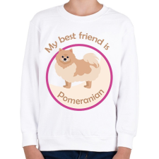 PRINTFASHION My best friend - Pomeranian - Gyerek pulóver - Fehér gyerek pulóver, kardigán