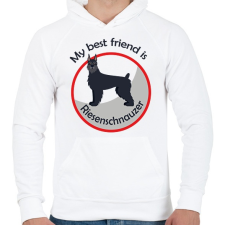 PRINTFASHION My best friend - Riesenschnauzer - Férfi kapucnis pulóver - Fehér női pulóver, kardigán