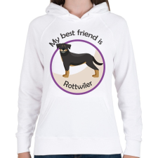 PRINTFASHION My best friend - Rottwiler - Női kapucnis pulóver - Fehér női pulóver, kardigán