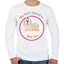 PRINTFASHION My best friend - Shih Tzu - Férfi hosszú ujjú póló - Fehér férfi póló