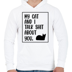 PRINTFASHION My cat and I - black - Férfi kapucnis pulóver - Fehér