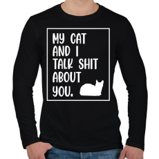 PRINTFASHION My cat and I - White - Férfi hosszú ujjú póló - Fekete
