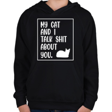 PRINTFASHION My cat and I - White - Gyerek kapucnis pulóver - Fekete