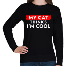 PRINTFASHION My cat thinks I'm Cool - Női pulóver - Fekete