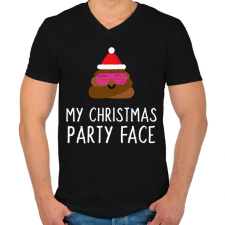 PRINTFASHION MY CHRISTMAS PARTY FACE - Férfi V-nyakú póló - Fekete férfi póló