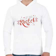 PRINTFASHION My dad rocks - Férfi kapucnis pulóver - Fehér férfi pulóver, kardigán