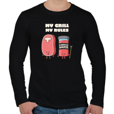 PRINTFASHION My grill, my rules - Férfi hosszú ujjú póló - Fekete