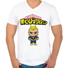 PRINTFASHION My hero academia All Might - Férfi V-nyakú póló - Fehér férfi póló