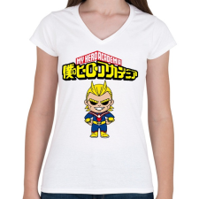 PRINTFASHION My hero academia All Might - Női V-nyakú póló - Fehér női póló