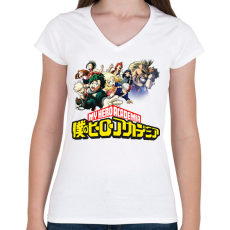 PRINTFASHION My hero academia - Női V-nyakú póló - Fehér