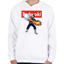 PRINTFASHION my hero academy todoroki - Gyerek kapucnis pulóver - Fehér gyerek pulóver, kardigán
