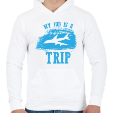 PRINTFASHION My job is a trip - Férfi kapucnis pulóver - Fehér férfi pulóver, kardigán