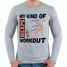 PRINTFASHION My  Kind Of BICEPS Workout /r/ - Férfi hosszú ujjú póló - Sport szürke