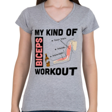 PRINTFASHION My  Kind Of BICEPS Workout /r/ - Női V-nyakú póló - Sport szürke