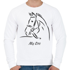 PRINTFASHION My life - Lovas minta2 - Férfi pulóver - Fehér