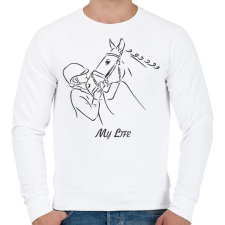PRINTFASHION My life - Lovas minta - Férfi pulóver - Fehér férfi pulóver, kardigán