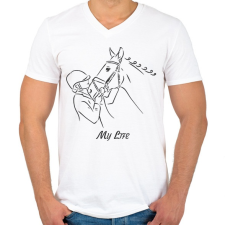 PRINTFASHION My life - Lovas minta - Férfi V-nyakú póló - Fehér férfi póló