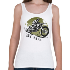 PRINTFASHION My life - Motoros minta - Női atléta - Fehér női trikó